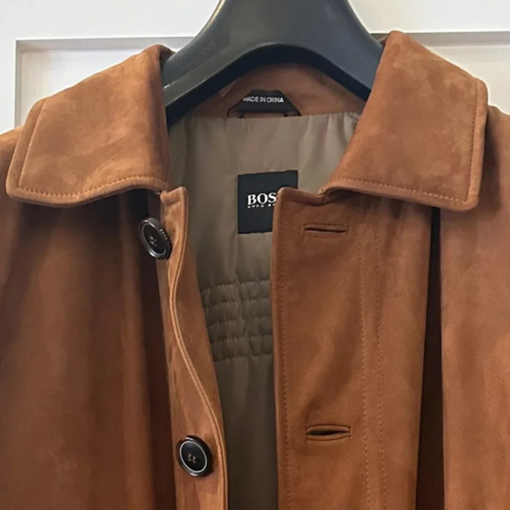 Hugo Boss Chadwick Suede Jacket in Rust Brown -‎ Size 44R - Picture 3 of 7